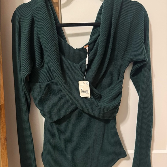 Free People Green Off-the-Shoulder Sweater - Picture 1 of 3